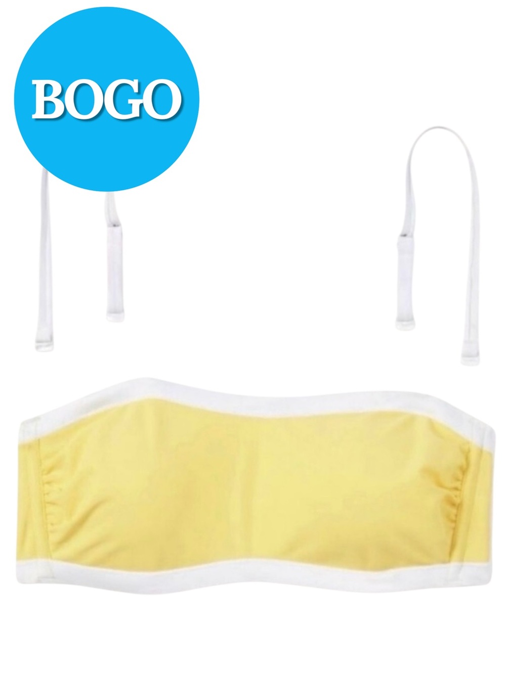🌴 Shade & Shore Bandeau Bikini Top. Yellow / White.  Size L. NWOT.